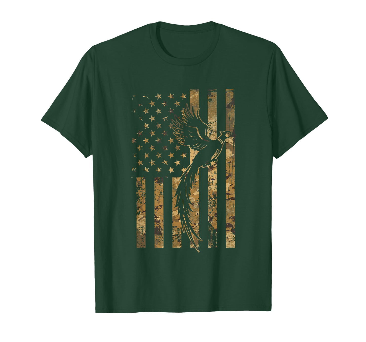 Pheasant Bird Hunter American Flag Camouflage Pheasant Hunt T-Shirt