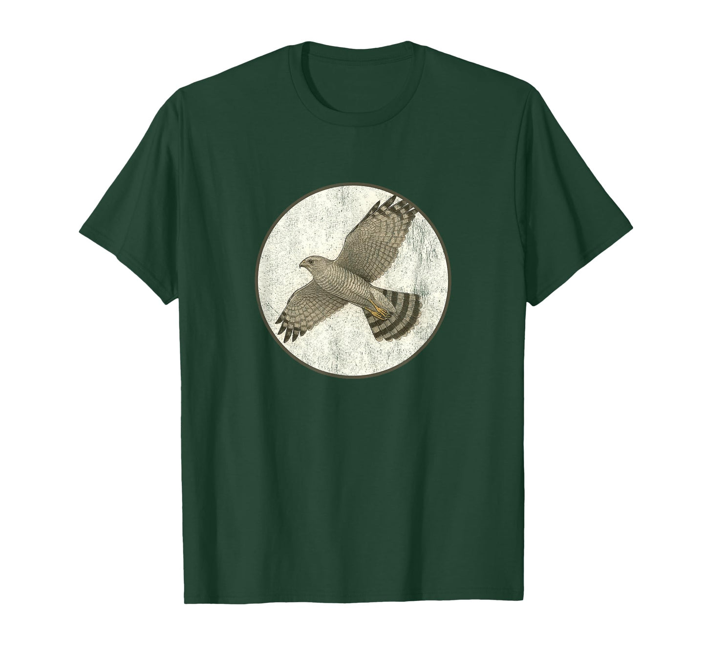 Colorful Retro Gray Hawk Bird Design T-Shirt