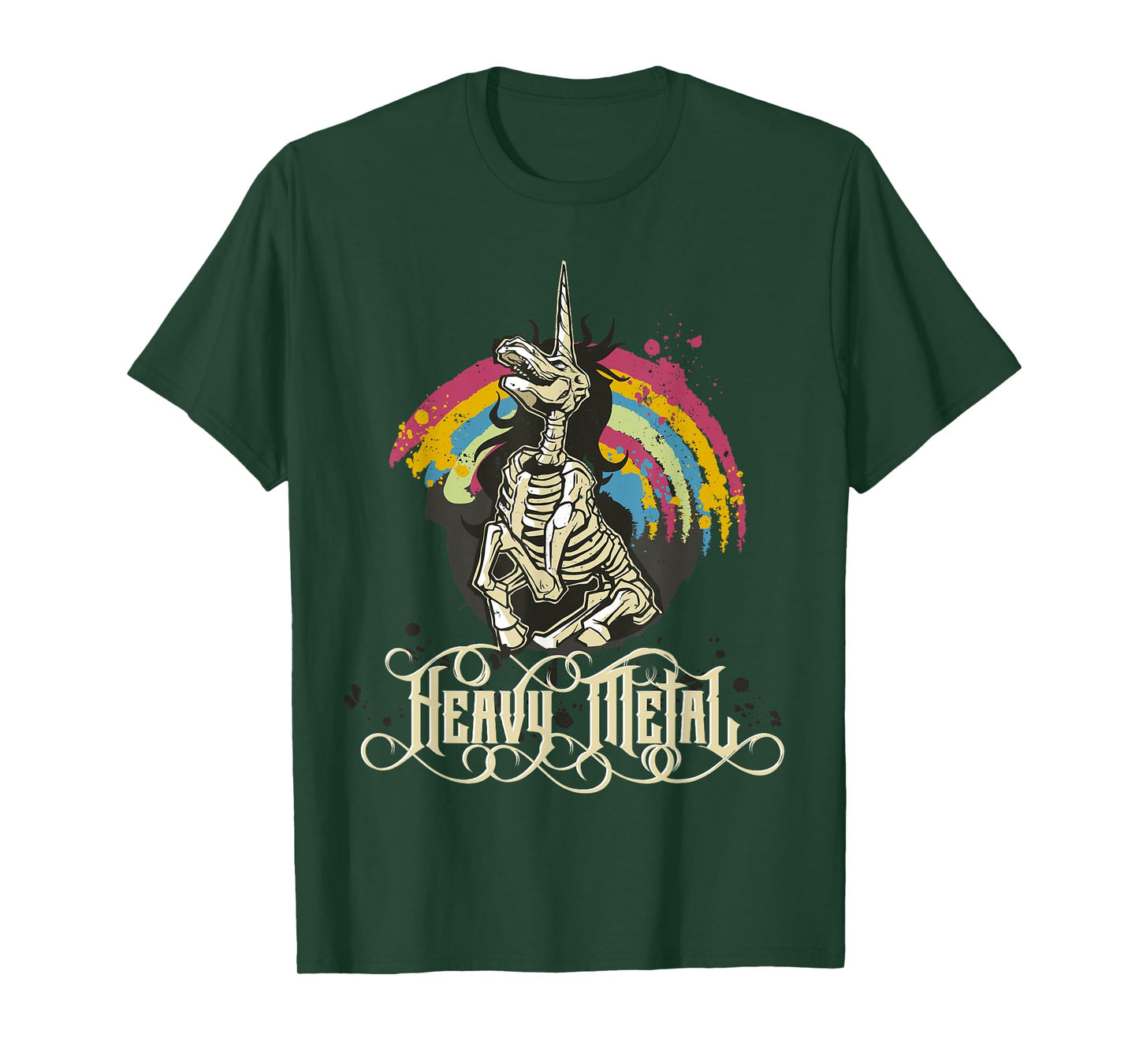 Heavy Metal Funny Skull Unicorn T-Shirt