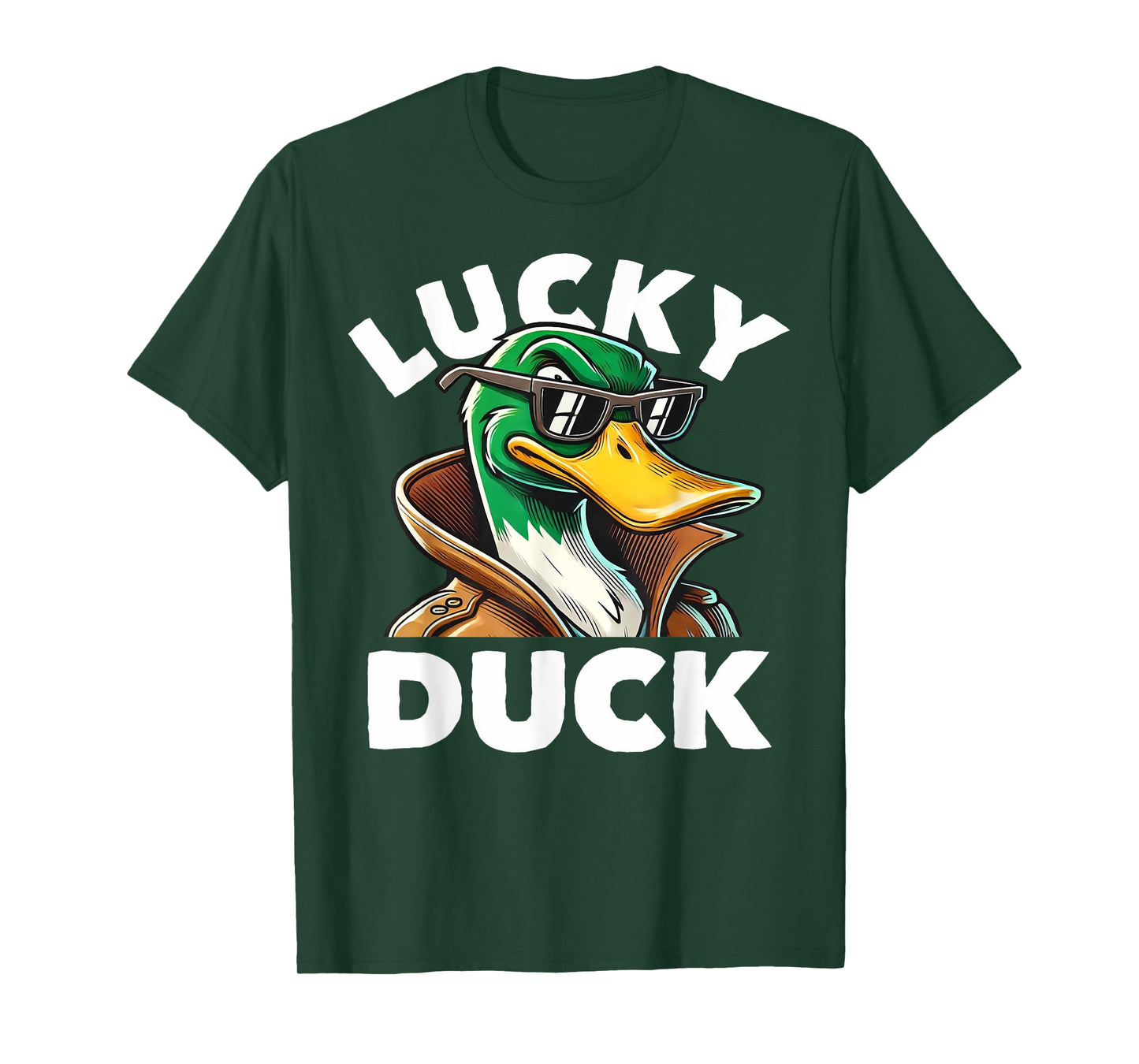 Lucky Duck Mallard Duck With Sunshades Men Boys Funny T-Shirt