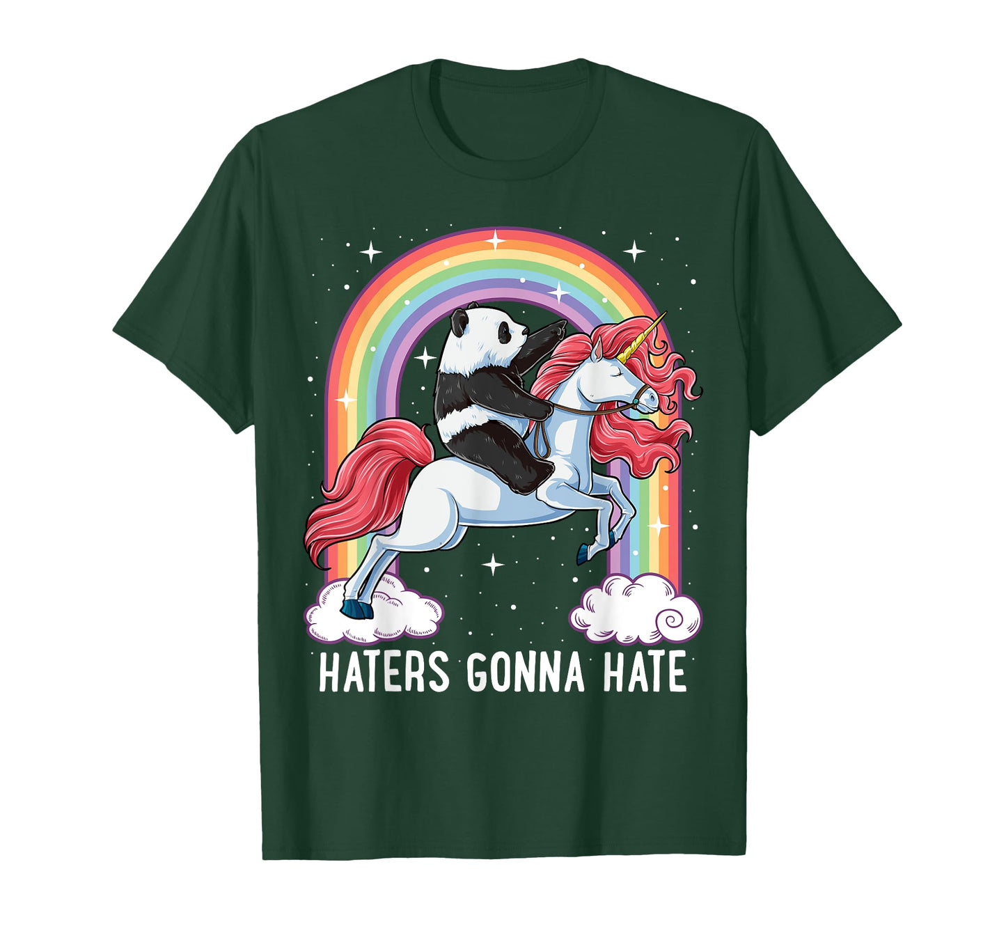 Panda Riding Unicorn Funny Haters Gonna Hate Pandicorn Girls T-Shirt