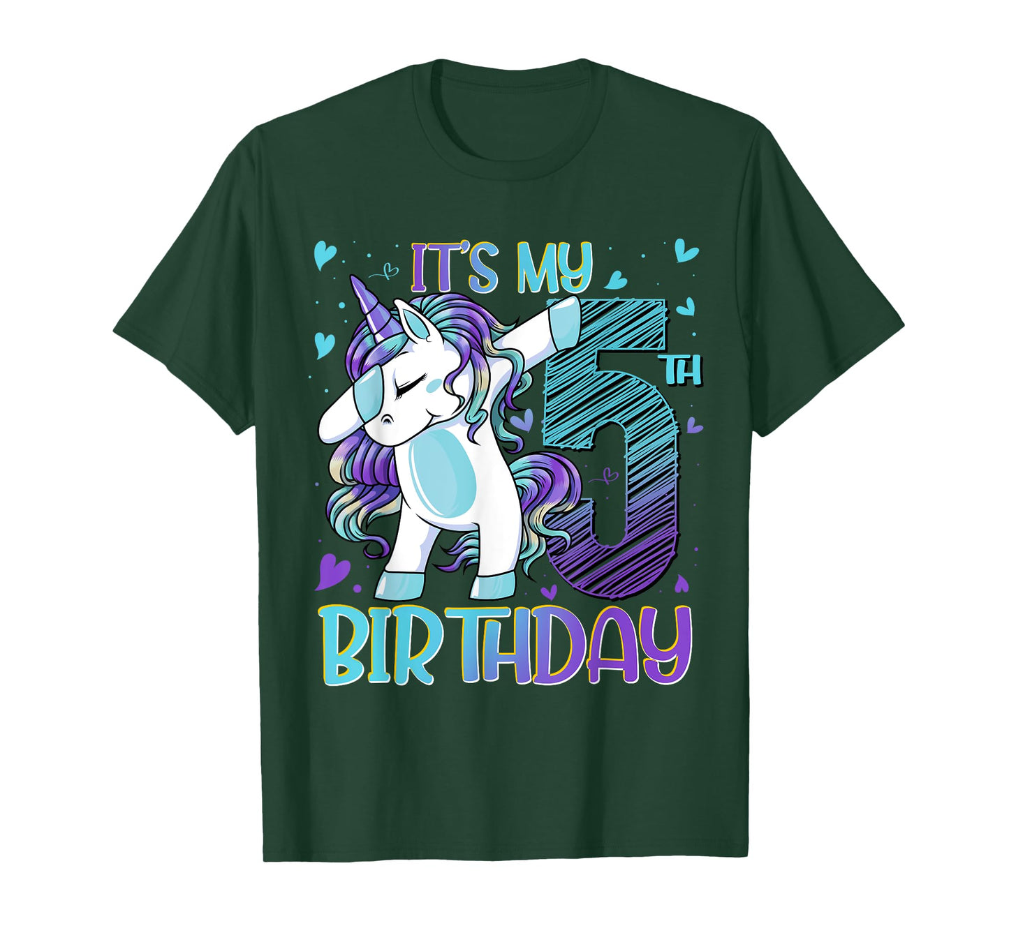 5 Year Old Unicorn Dabbing 5th Birthday Girl Unicorn Party T-Shirt