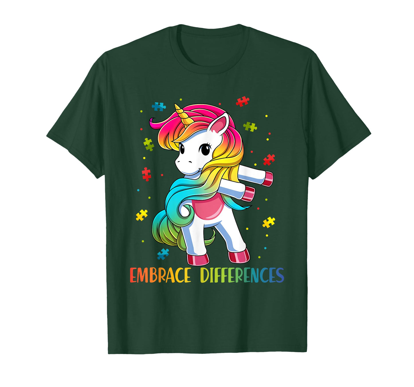 Embrace Differences Unicorn - Autism Awareness for Kids T-Shirt