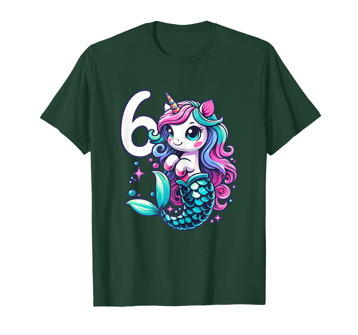 Unicorn Mermaid 6th Birthday 6 Year Old Party Girls Outfit T-Shirt