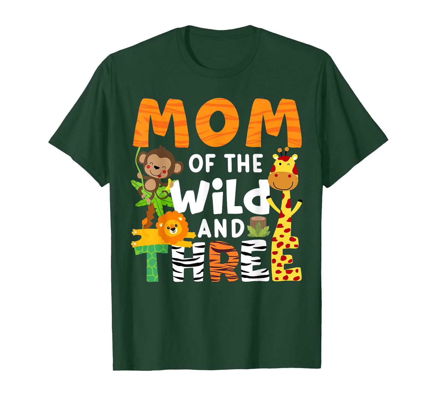 Mom Of The Wild and Three 3 Birthday Zoo Theme Safari Jungle T-Shirt