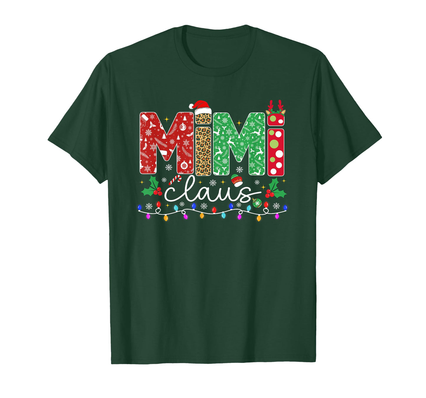 Mimi Claus Christmas Reindeer Funny Xmas Family Men Women T-Shirt
