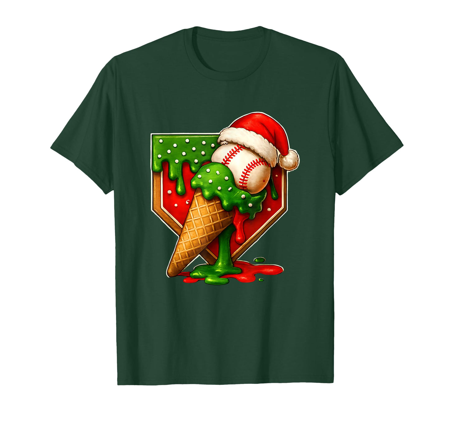 Baseball Xmas Christmas Baseball Ice Cream Drip Boys T-Shirt