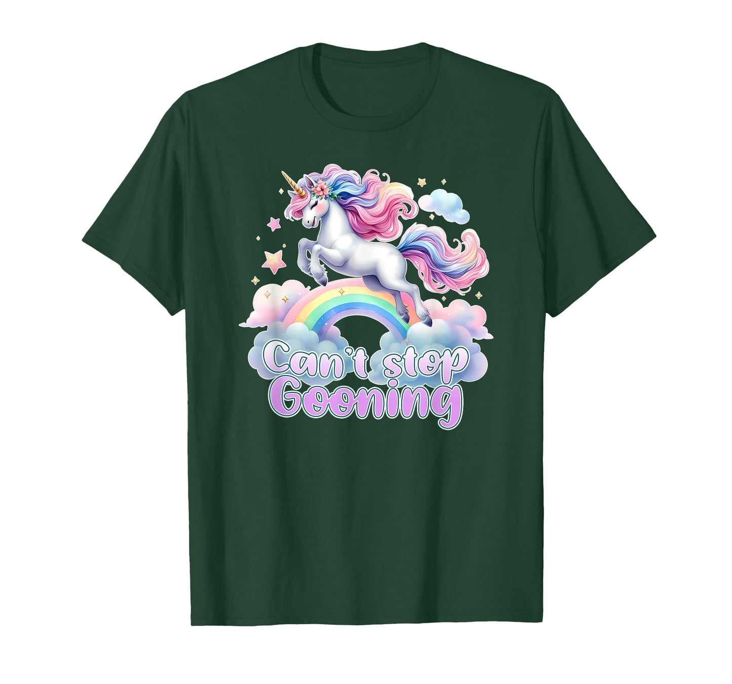 CANT STOP GOONING Funny Brainrot Meme 2025 Unicorn Cringe T-Shirt