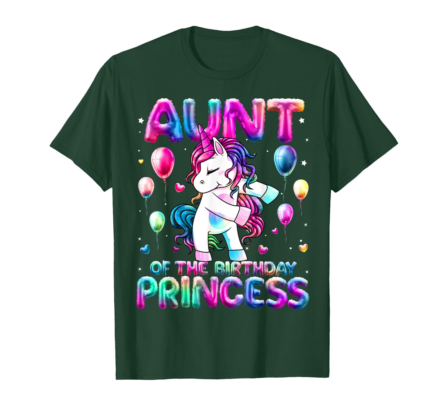 Auntie of the Birthday Princess Girl Flossing Unicorn Aunt T-Shirt