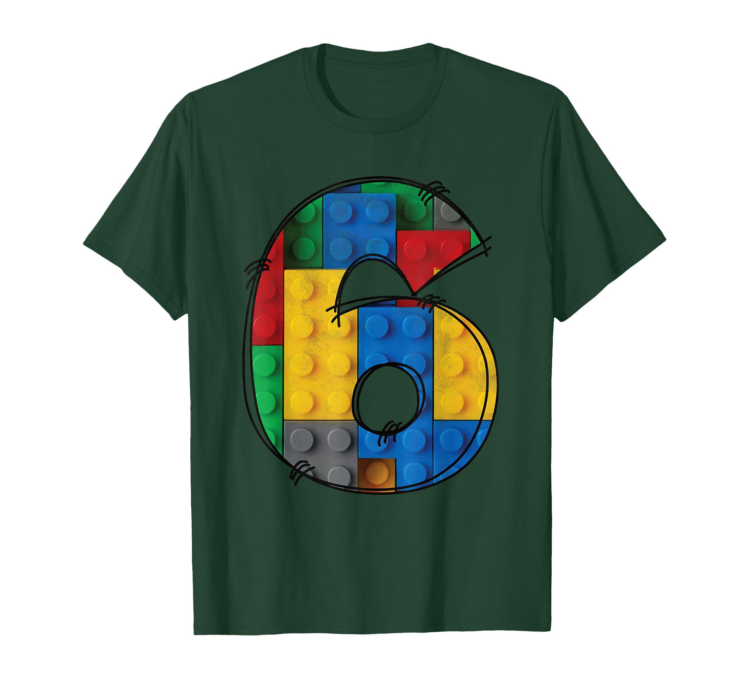 6 Years Old Blocks Building 6th Birthday Kid Master Builder T-Shirt