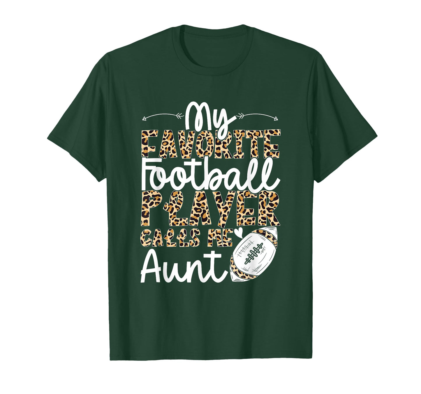 Football Aunt Football Player Leopard Pattern Football Aunt T-Shirt
