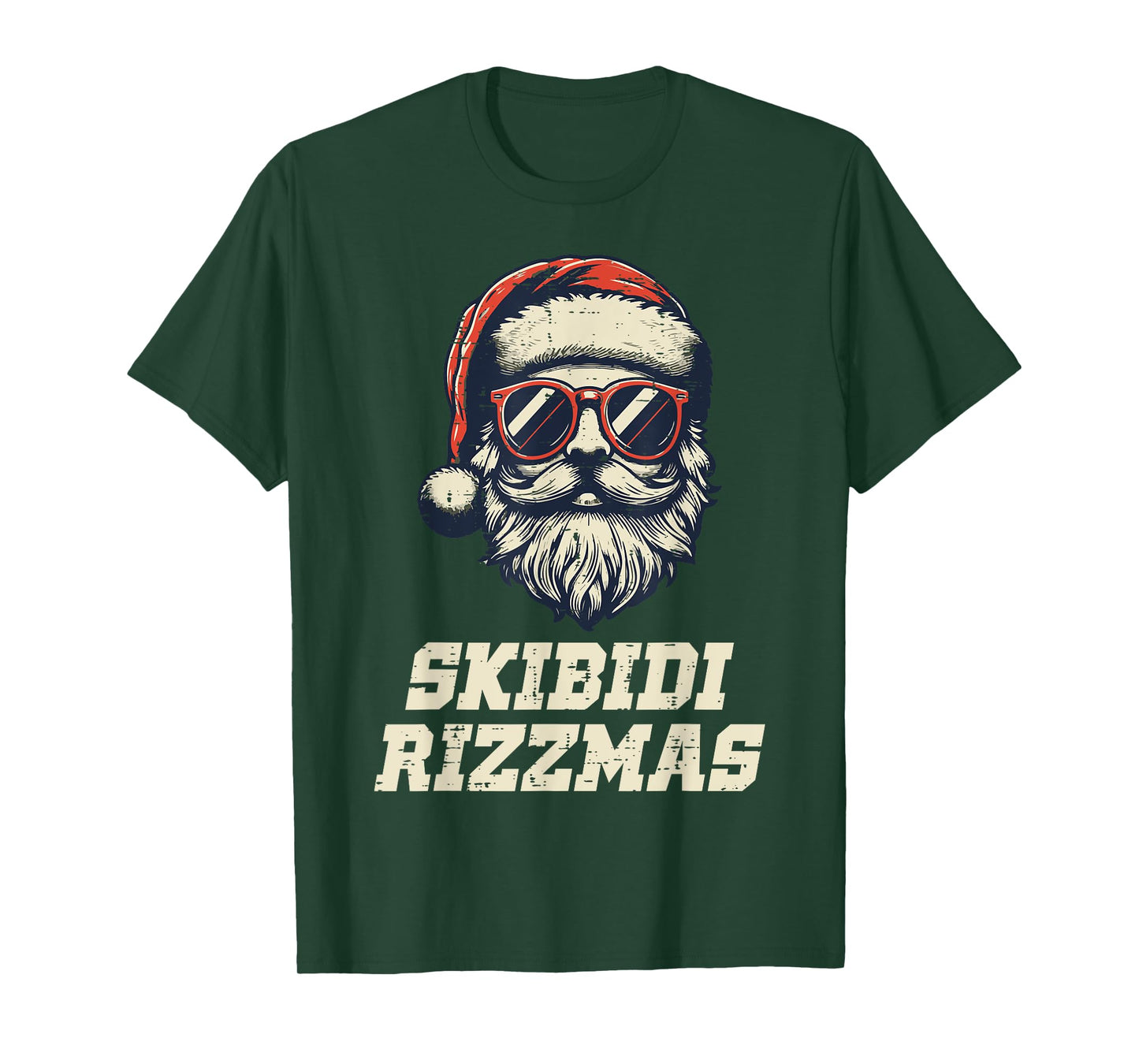 Skibidi Rizzmas Santa Funny Christmas Boys Teens Kids Men T-Shirt