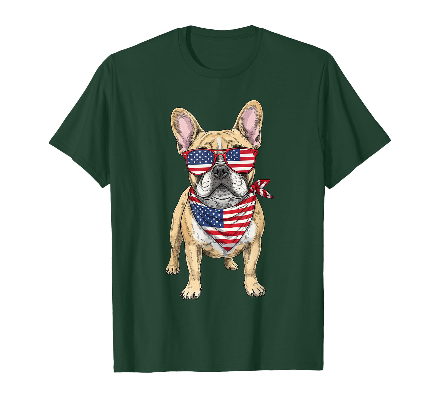 French Bulldog Frenchie USA US Flag 4th of July America Cute T-Shirt