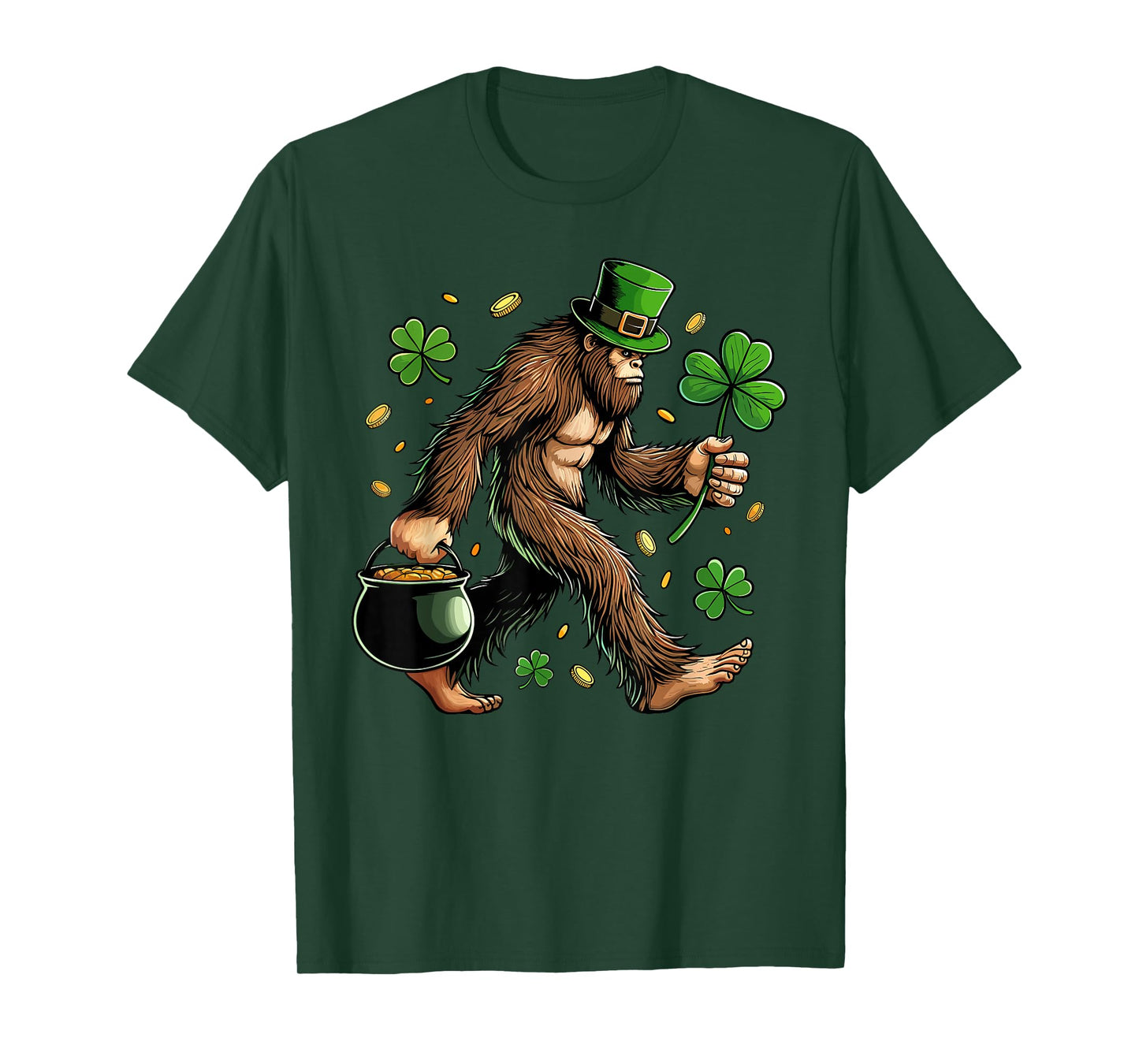Bigfoot St Patricks Day Funny Sasquatch Saint Paddys Irish T-Shirt