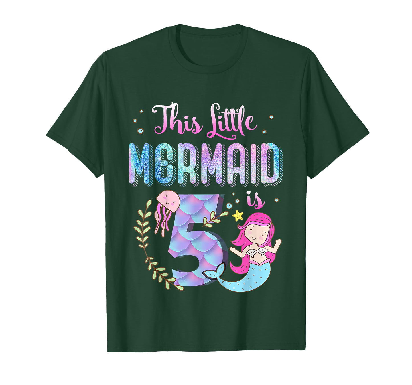 5th Birthday This Mermaid Is 5 Years Old Gift Kids Girls T-Shirt
