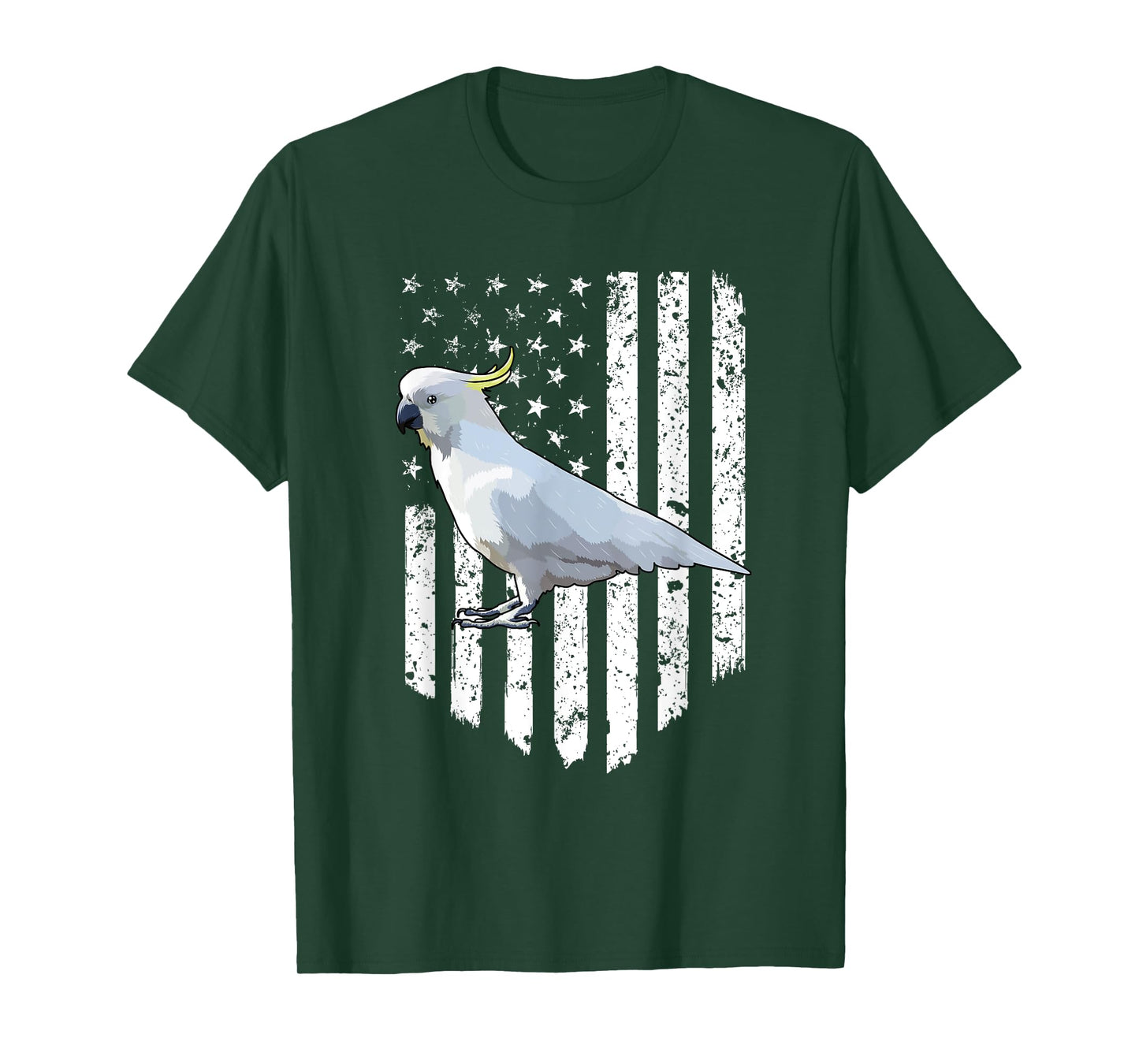 White American Flag Cockatoo Bird 4th Of July T-Shirt
