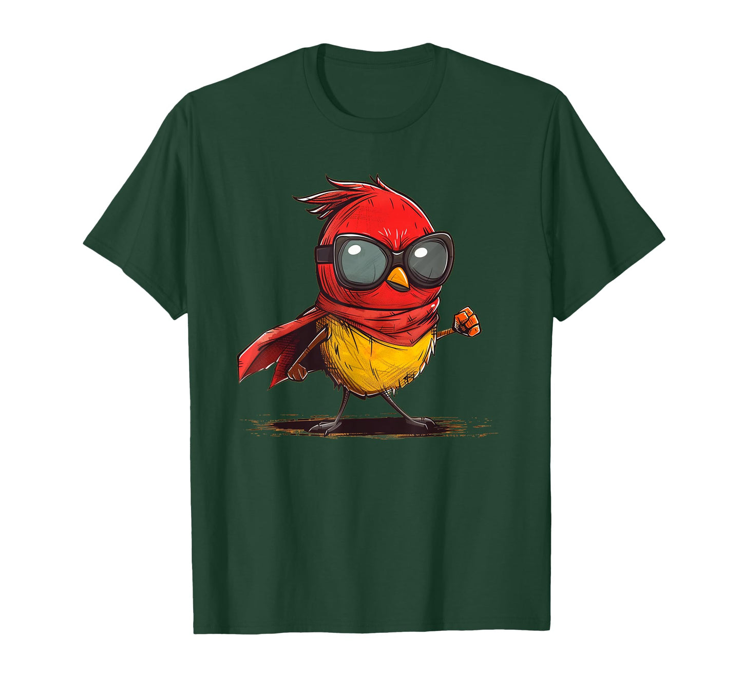 Funny Hero Bird with Cape and Sunglasses Costume T-Shirt