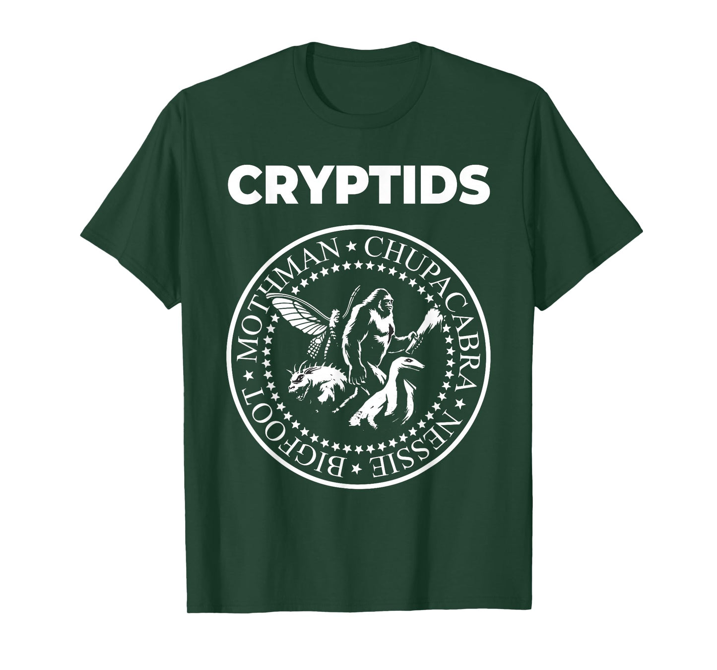 Cryptids Mothman Chupacabra Bigfoot Nessie Cryptozoology T-Shirt