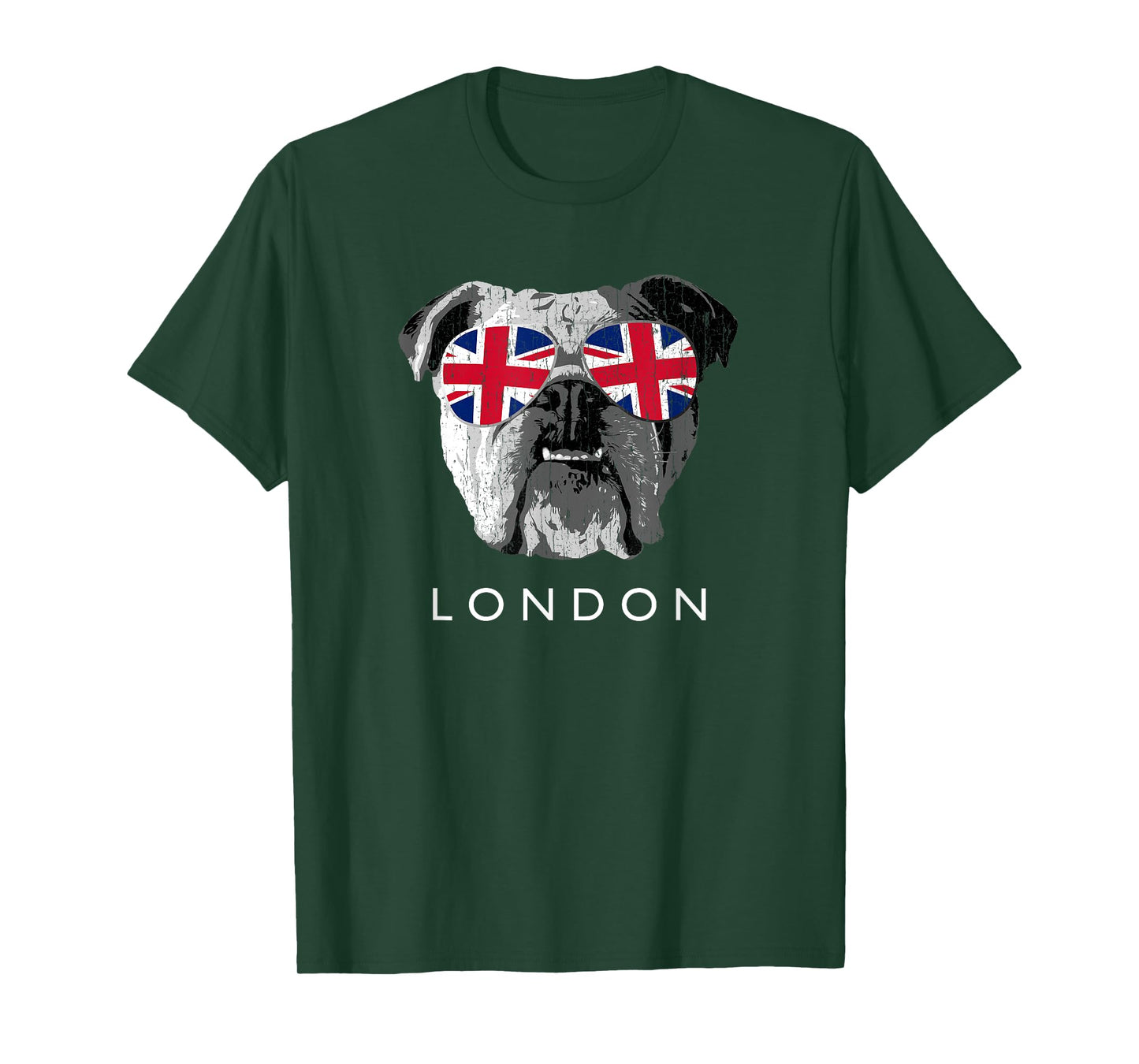 London UK English Bulldog Sunglasses Flag Souvenir T-Shirt