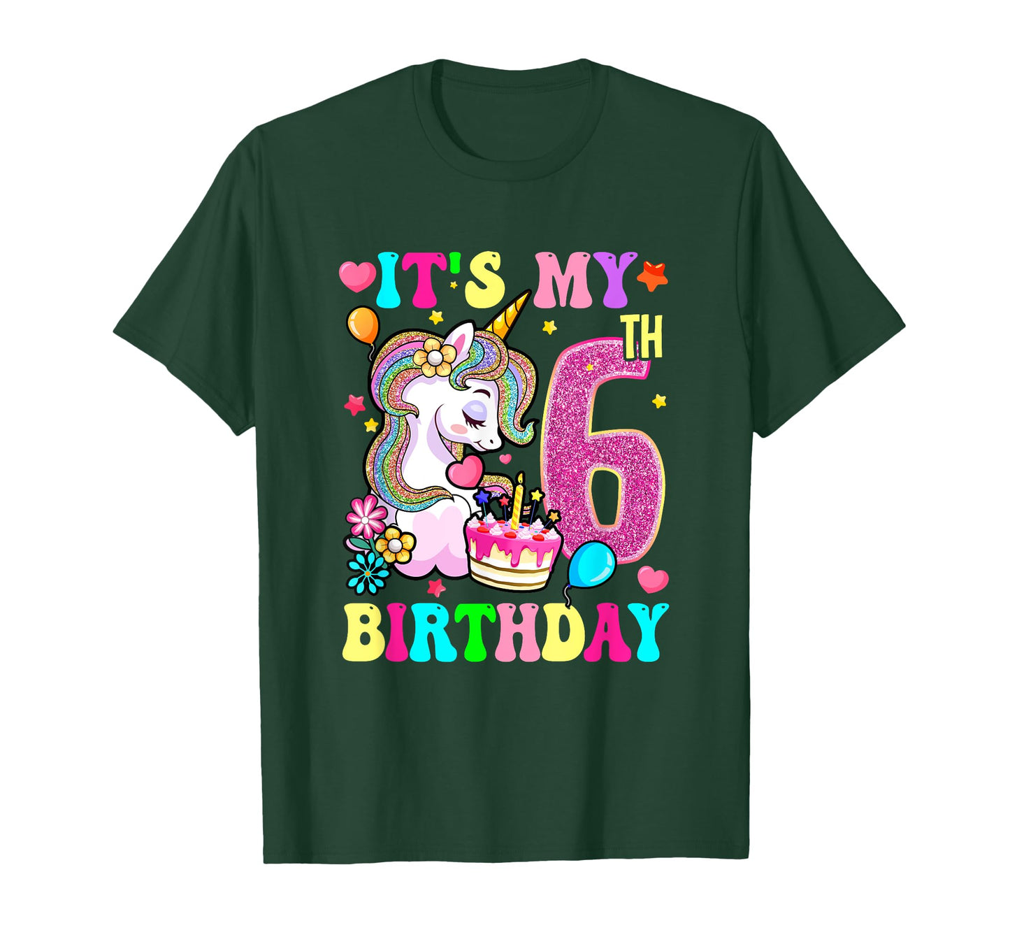 It's My 6Th Birthday Unicorn Girls Funny 6 Year Old T-Shirt