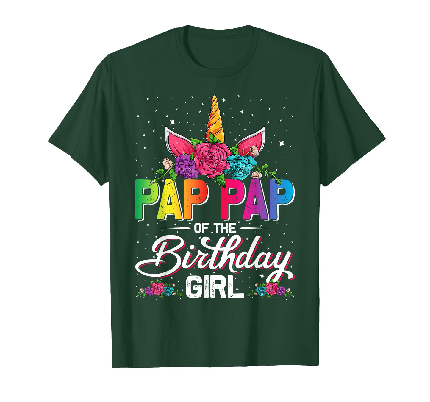 Pap Pap Of The Birthday Girl Unicorn Family Matching T-Shirt