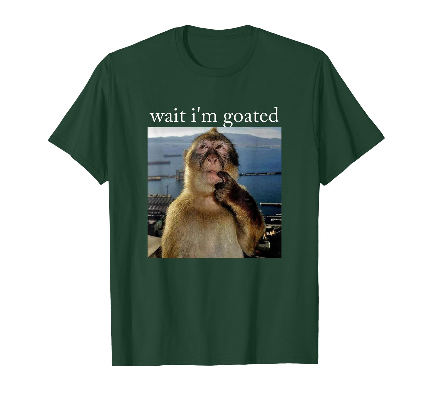 Wait I'm goated Funny Thinking Monkey Meme Brainrot Gen z T-Shirt