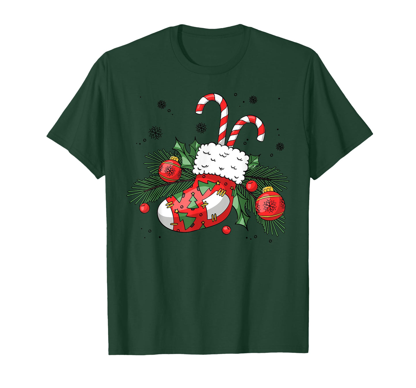 Funny Retro Merry Christmas Stocking Candy Cane Xmas Holiday T-Shirt
