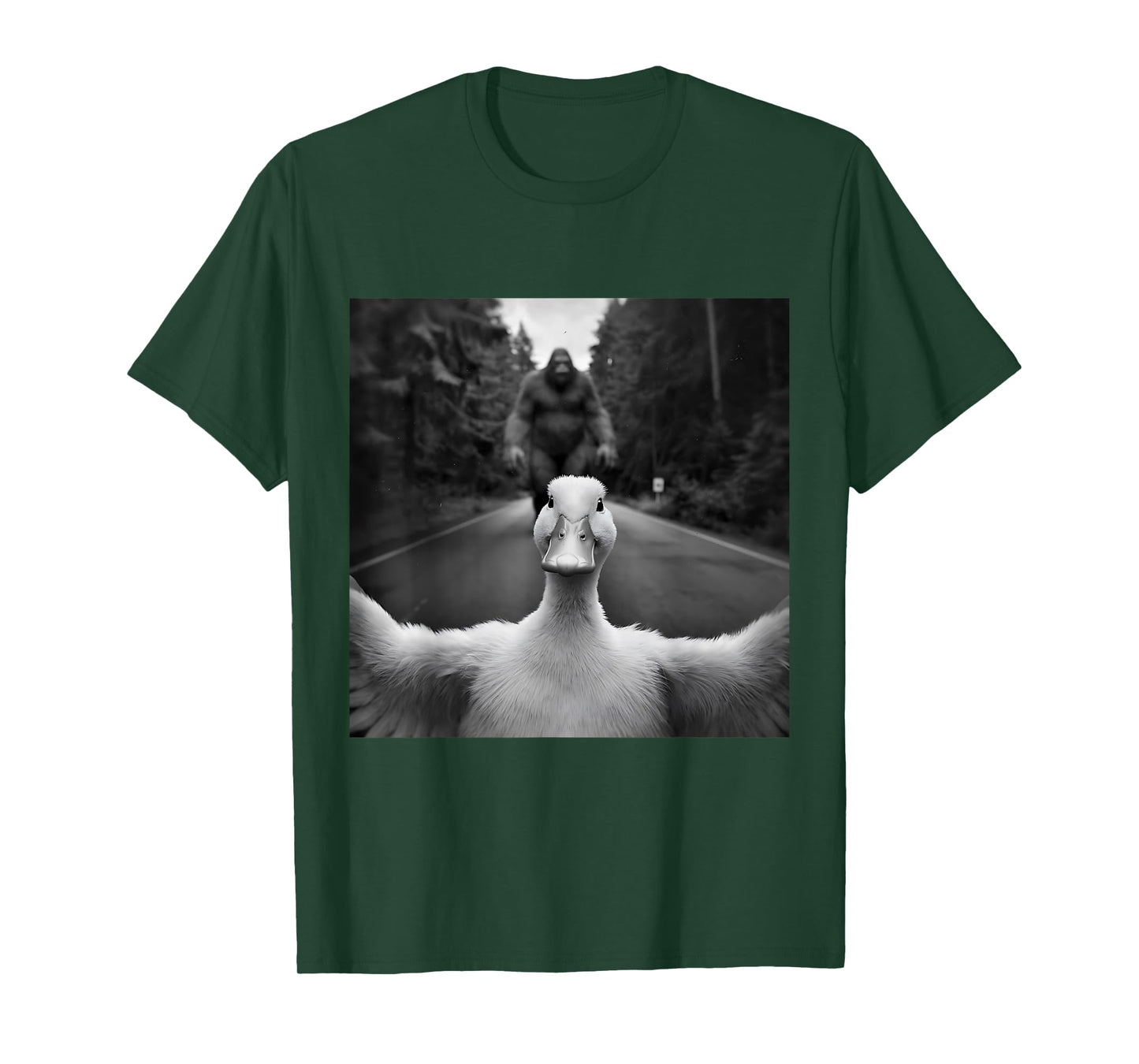 Scared Duck Selfie With Sasquatch Bigfoot, Funny Duck T-Shirt