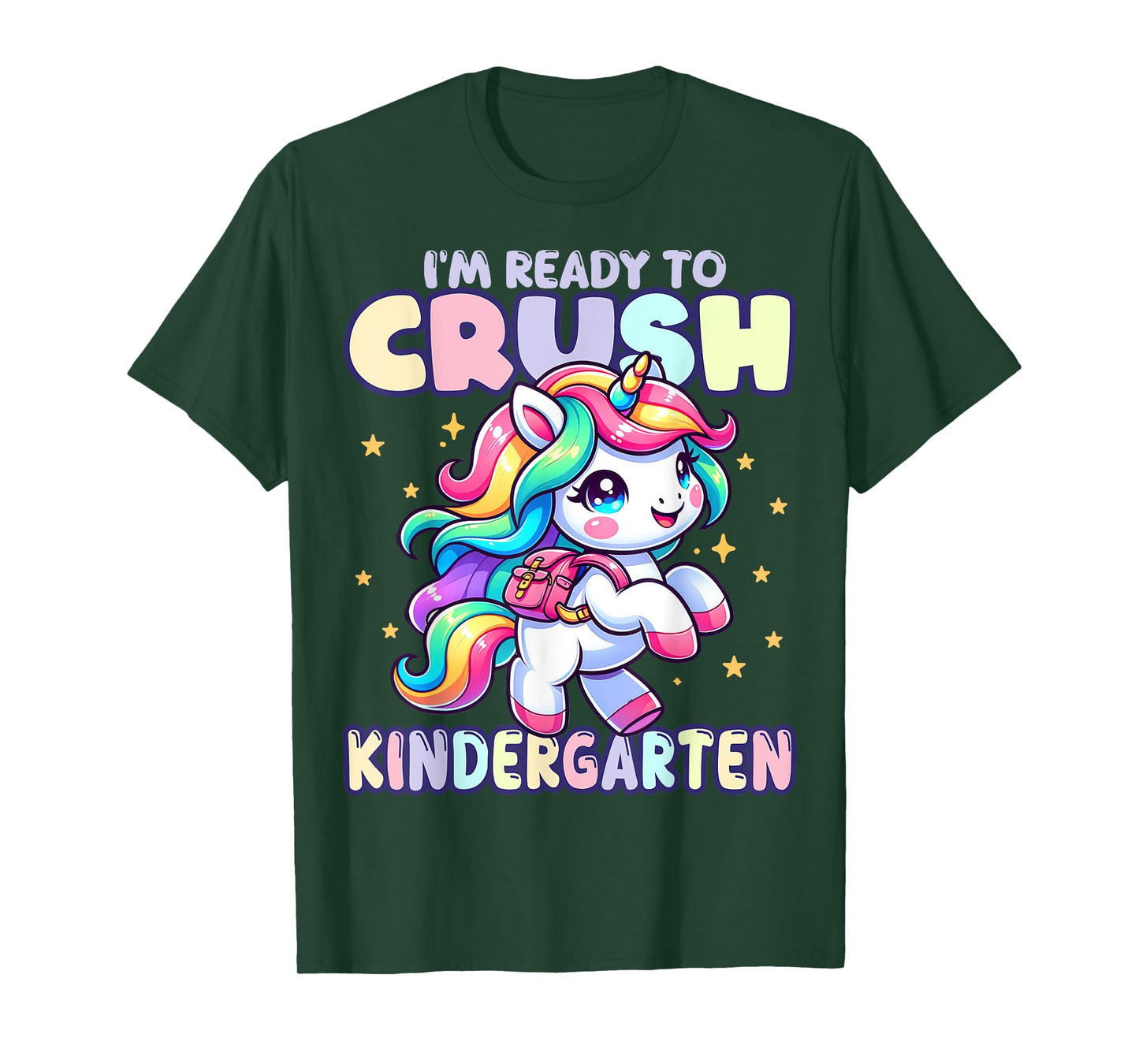 Crush Kindergarten Girls Back to School Unicorn First Day T-Shirt