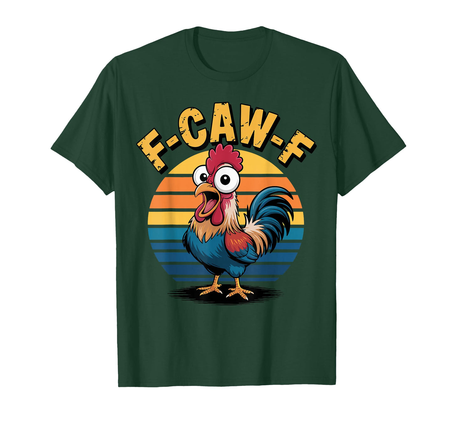 Funny F-Awk-F Chicken F-Caw-F Rooster Pun Retro T-Shirt