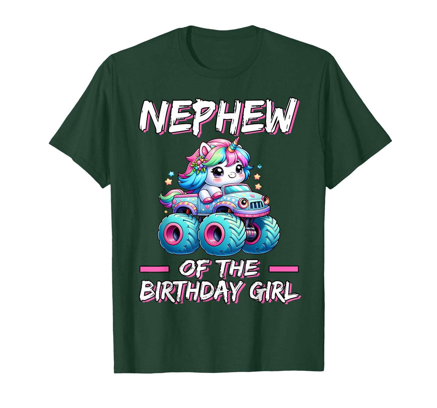 NEPHEW of the Birthday Girl Monster Truck Unicorn 1st Bday T-Shirt