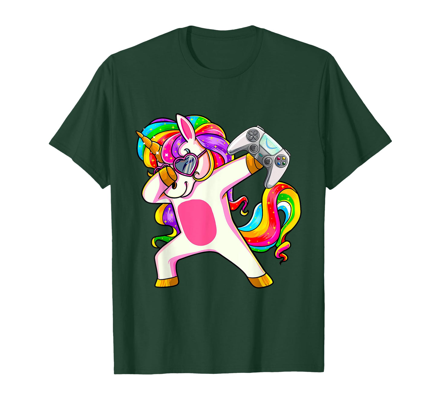 Gamercorn Dabbing Unicorn Video Game Controller Gamer Girl T-Shirt