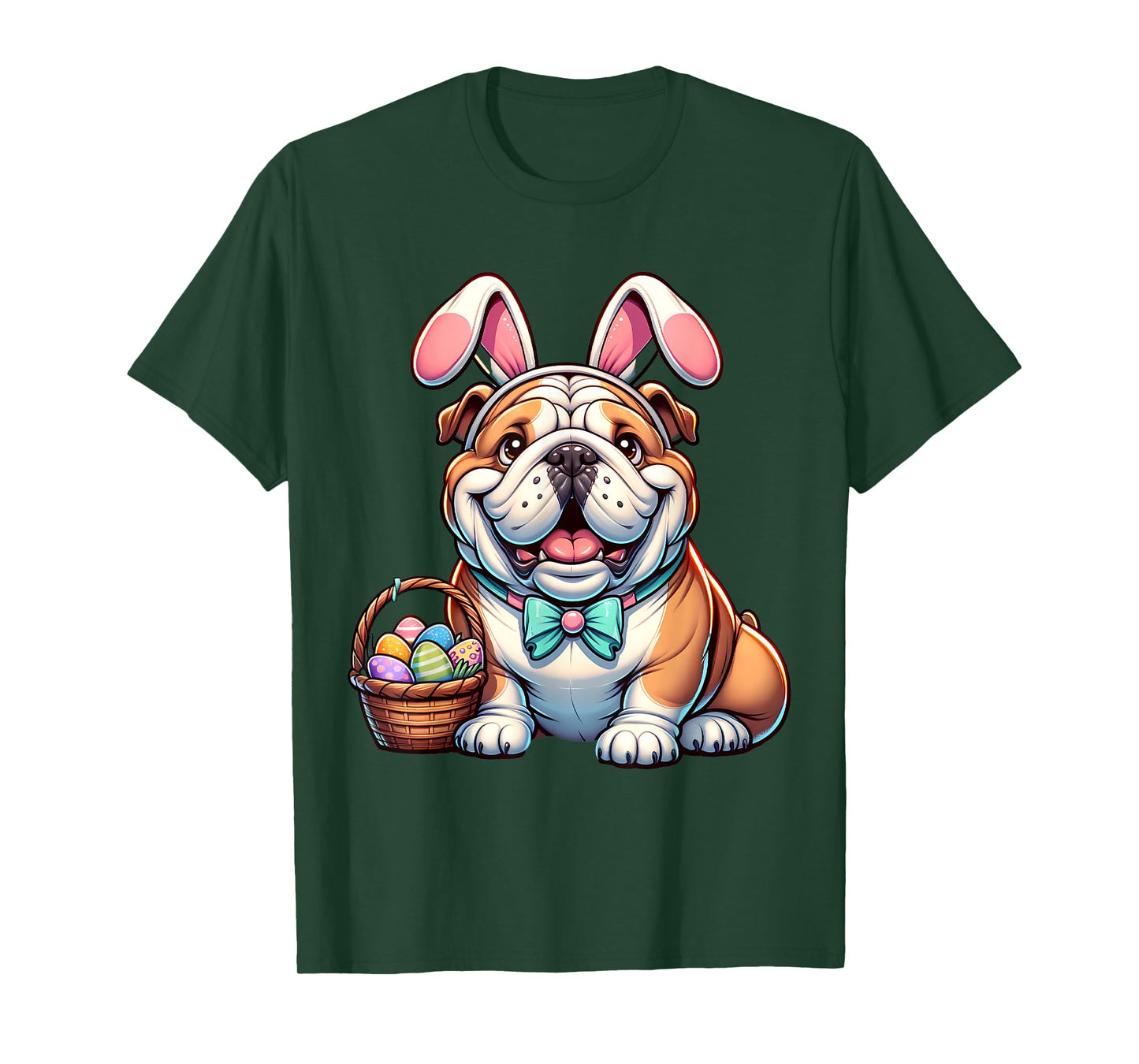 Easter English Bulldog Bunny Ears Eggs T-Shirt