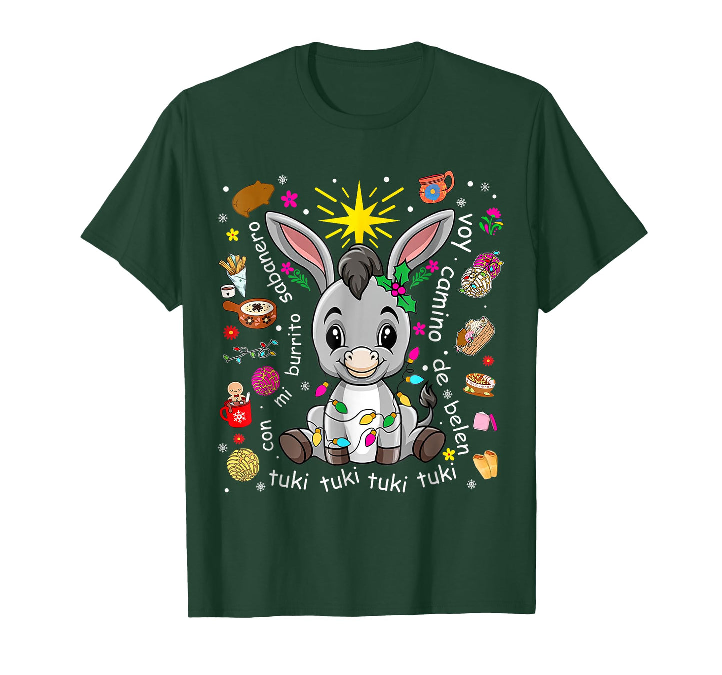 Mi Burrito Sabanero Mexican Christmas Donkey Spanish Xmas T-Shirt