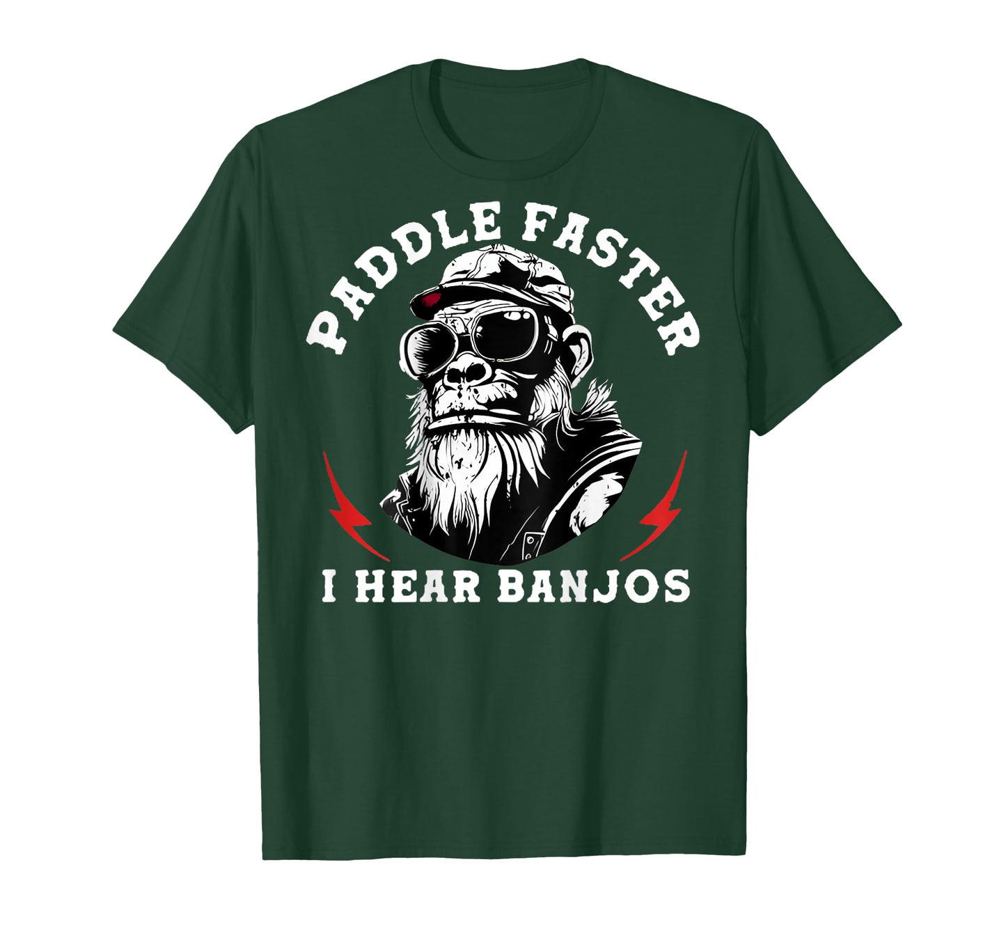 (On Back) Paddle Faster I Hear Banjos Funny Monkey T-Shirt