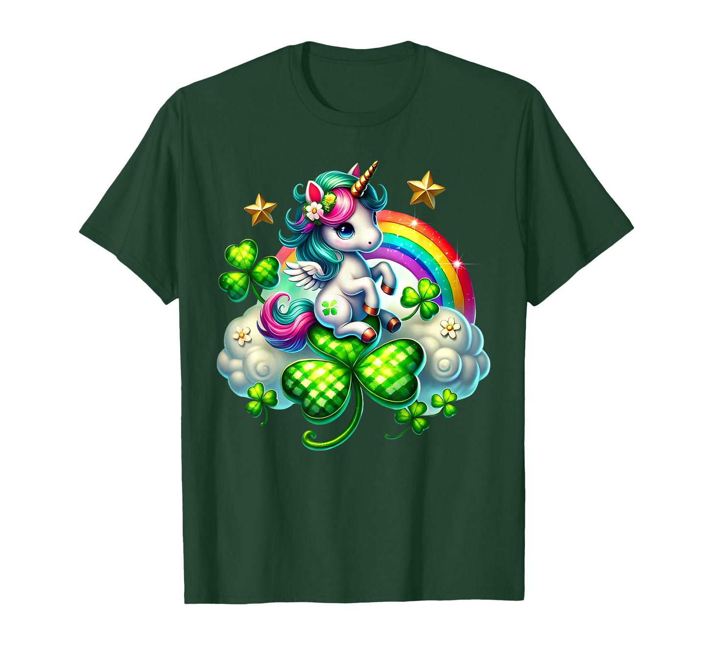 Cute Unicorn Shamrock St Patricks Day Girls Kids Lepricorn T-Shirt