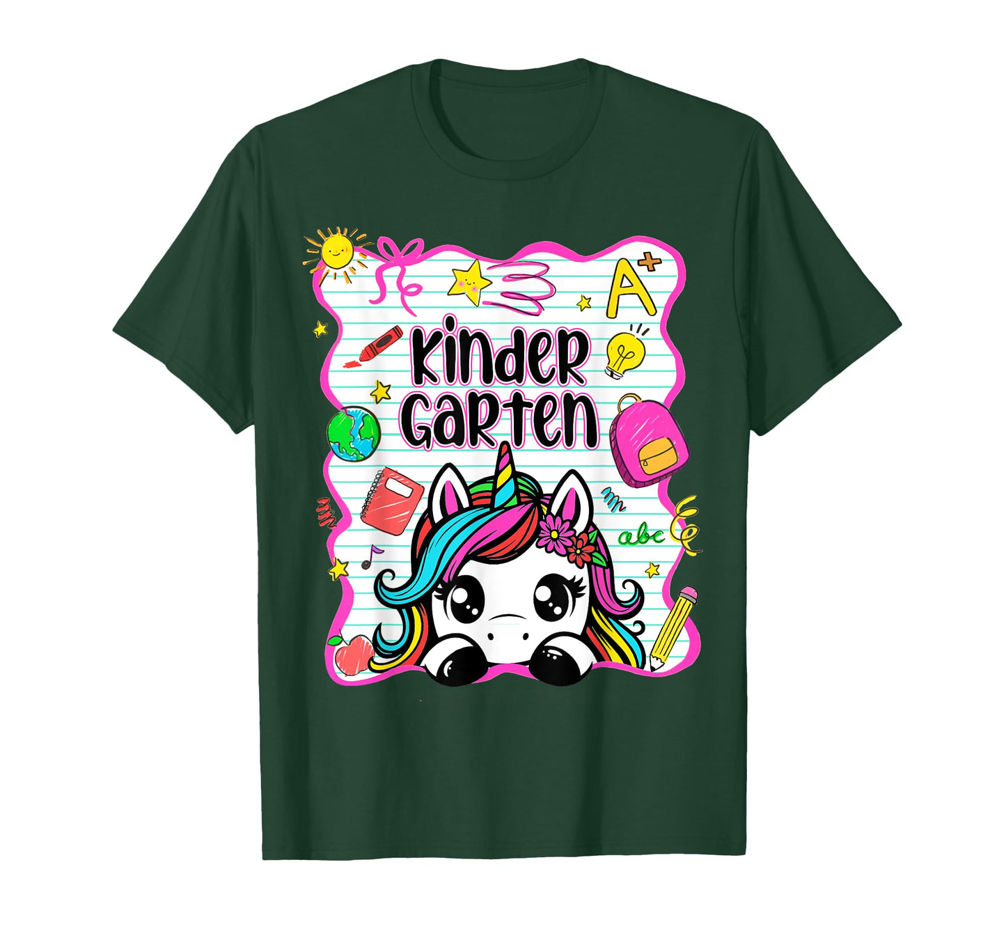 Kindergarten Unicorn Back to School First Day Toddler Girl T-Shirt