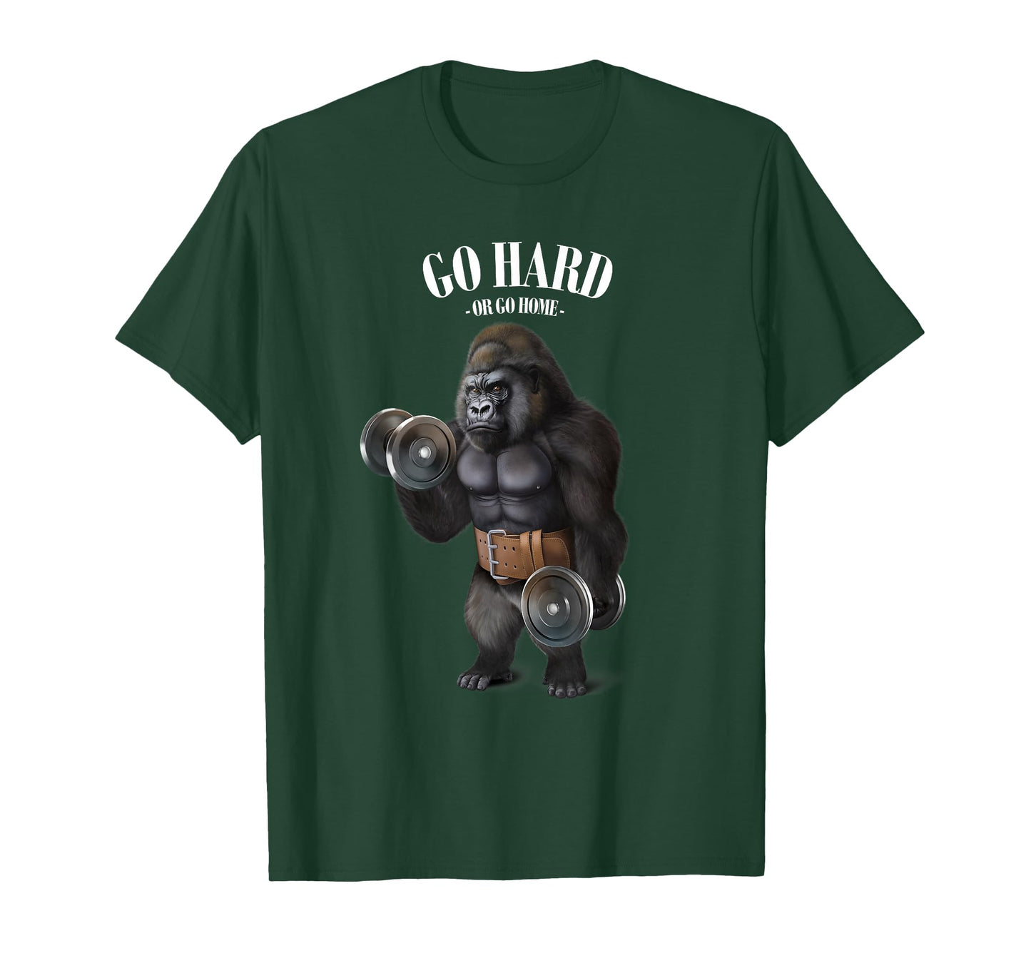 Gorilla Muscle Training with Dumbbell in Fitness Gym T-Shirt