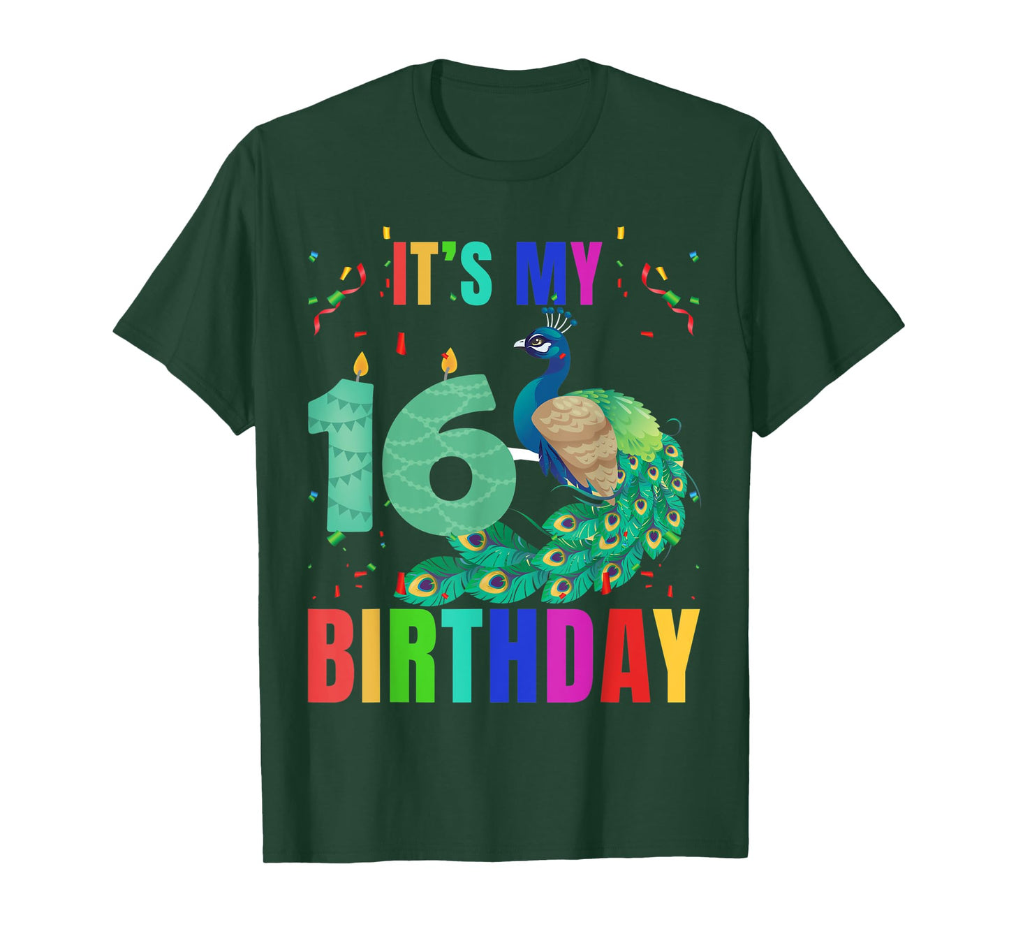 Peacock 16th Birthday Funny Cute Birds Animal Lover Graphic T-Shirt
