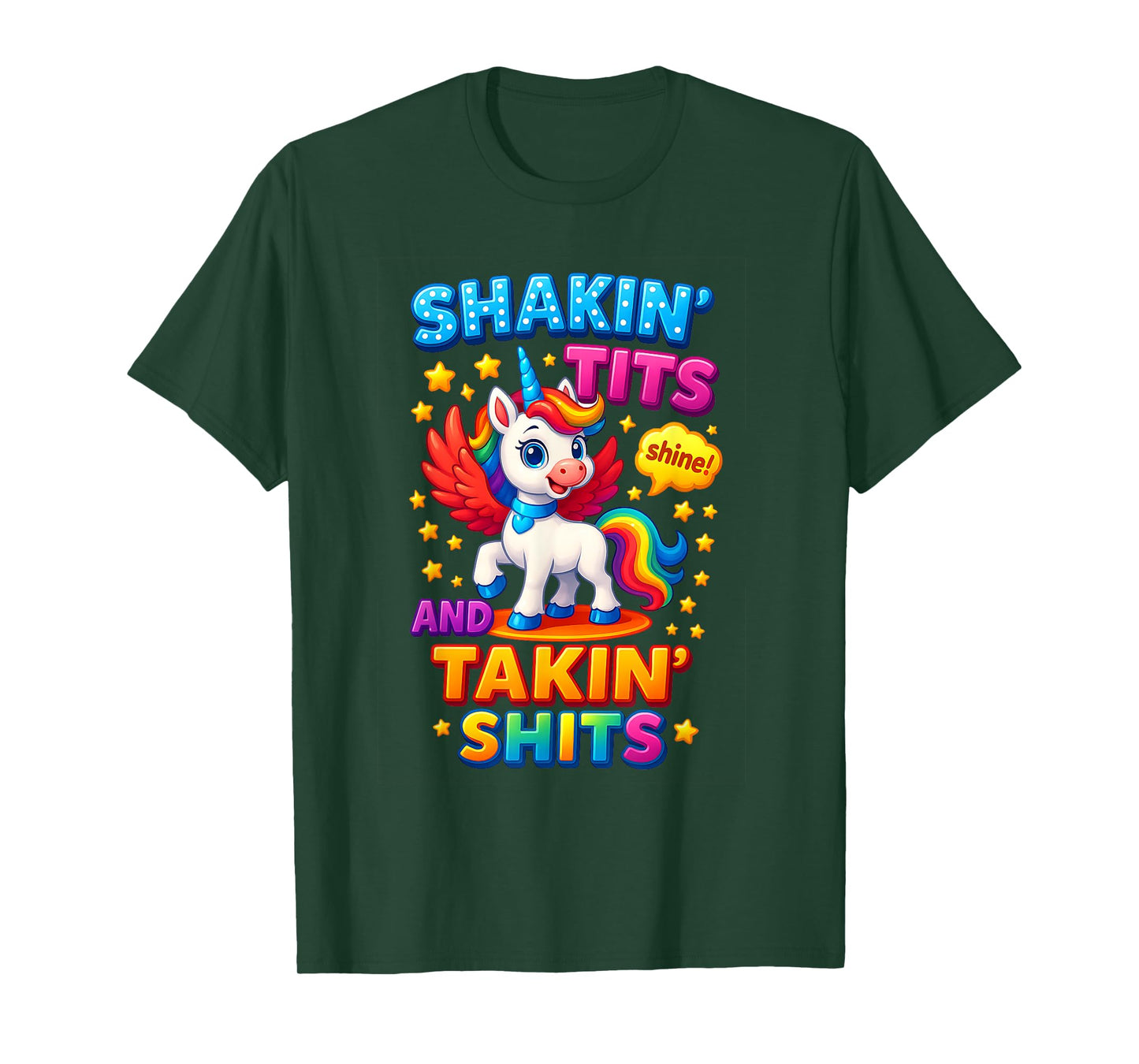 Shakin' Tits And Takin' Sh ts Play Word Unicorn Adult Humor T-Shirt