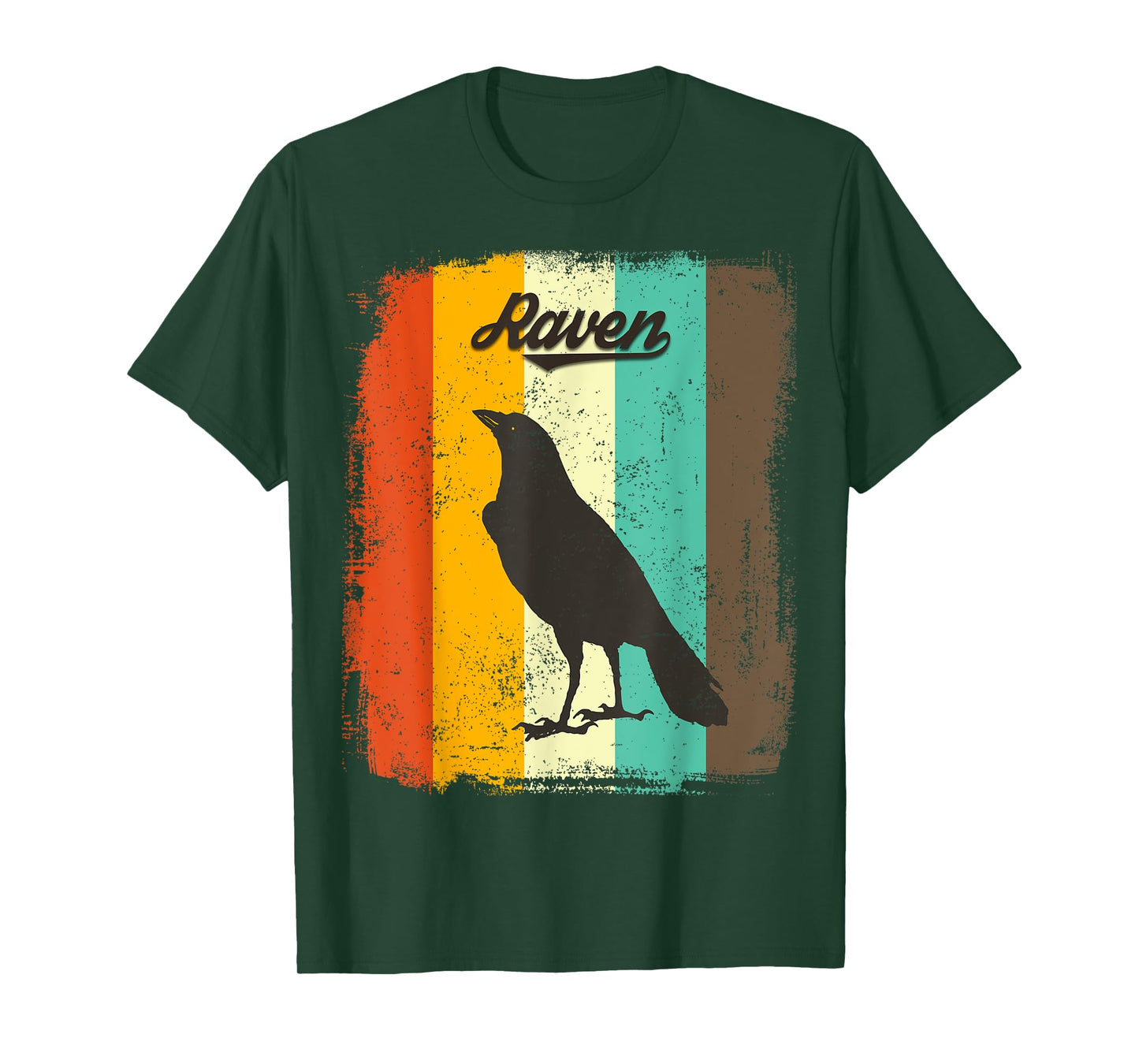 Raven Retro 70s Vintage Bird Lover Art T-Shirt
