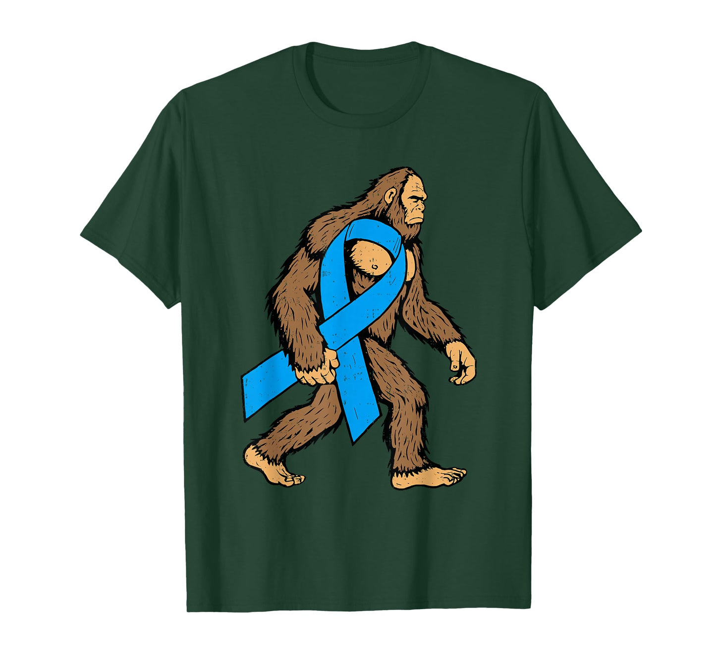 Prostate Cancer Awareness Bigfoot Ribbon Light Blue Men Boy T-Shirt