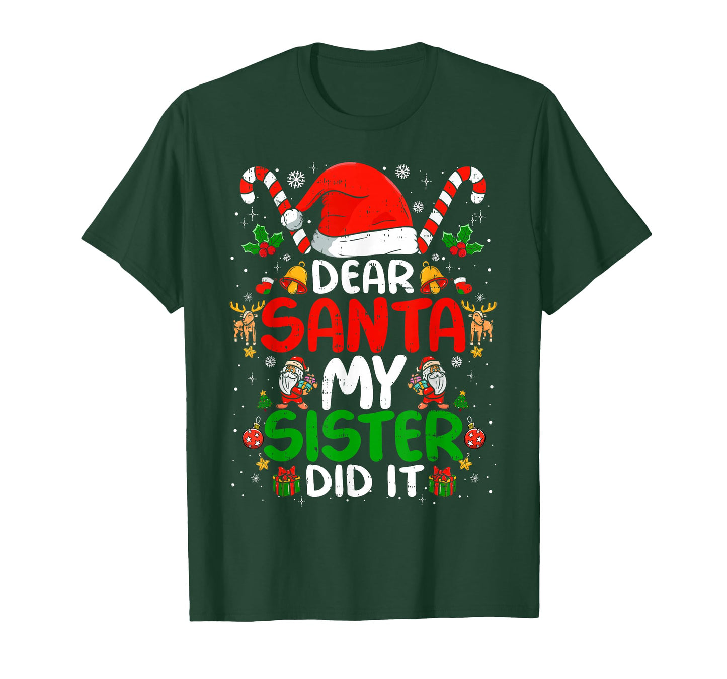 Dear Santa My Sister Did It Funny Christmas Boys Girls Kids T-Shirt