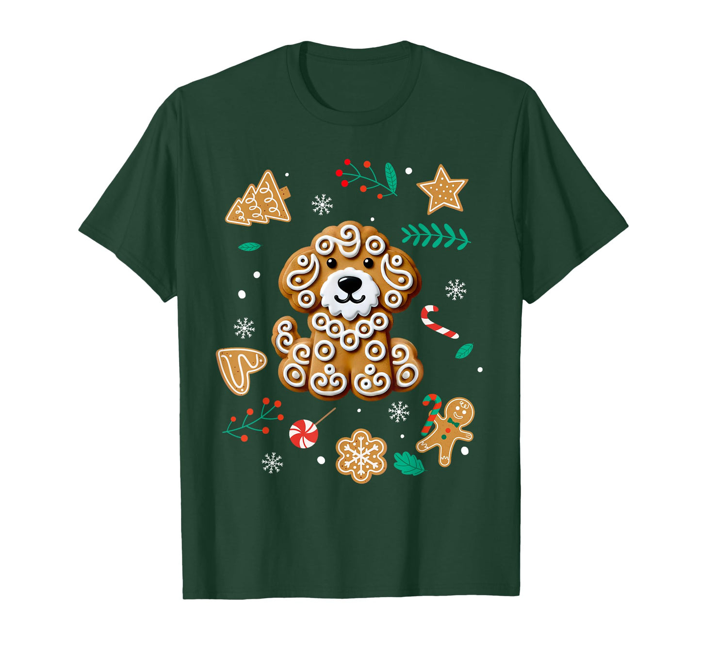 Xmas Dog Gingerbread Goldendoodle Golden Doodle Christmas T-Shirt
