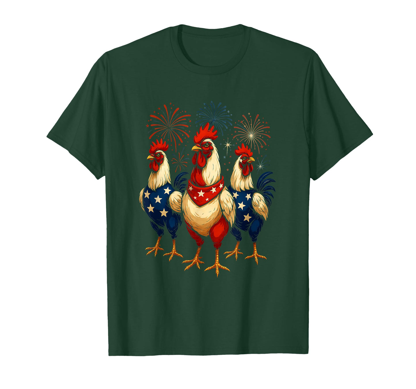 Funny Patriotic Chickens USA Flag 4th of July Chicken Lover T-Shirt