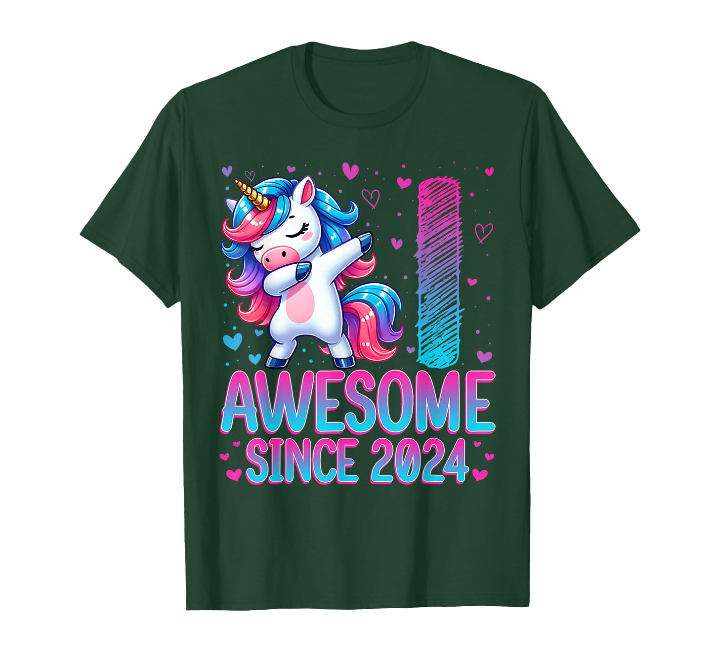 Awesome Since 2024 Unicorn 1st Birthday 1 Years Old Girl T-Shirt