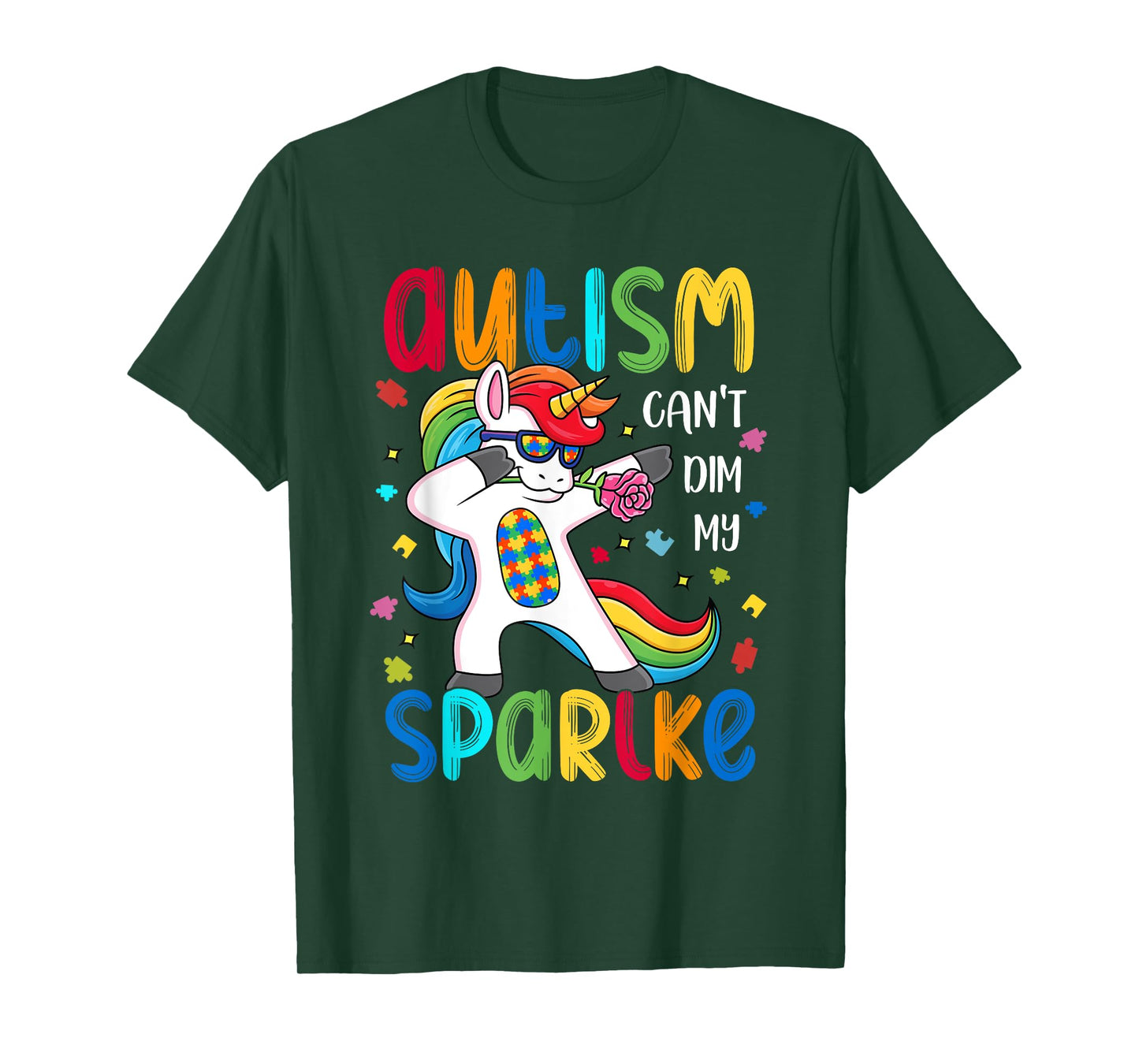 Unicorn Autism Awareness Funny Autism Can't Dim My Sparkle T-Shirt