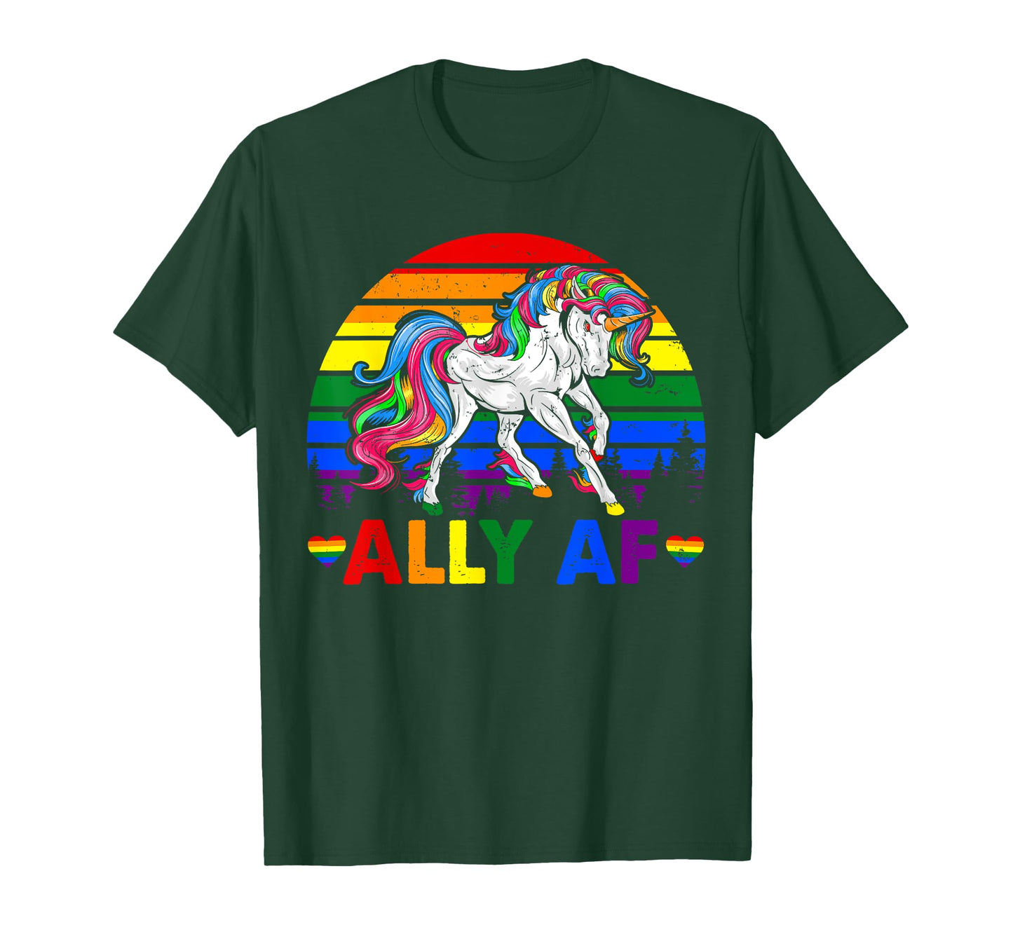 Ally AF Pride LGBT Flag Unicorn Lover Matching Lesbian Gay T-Shirt