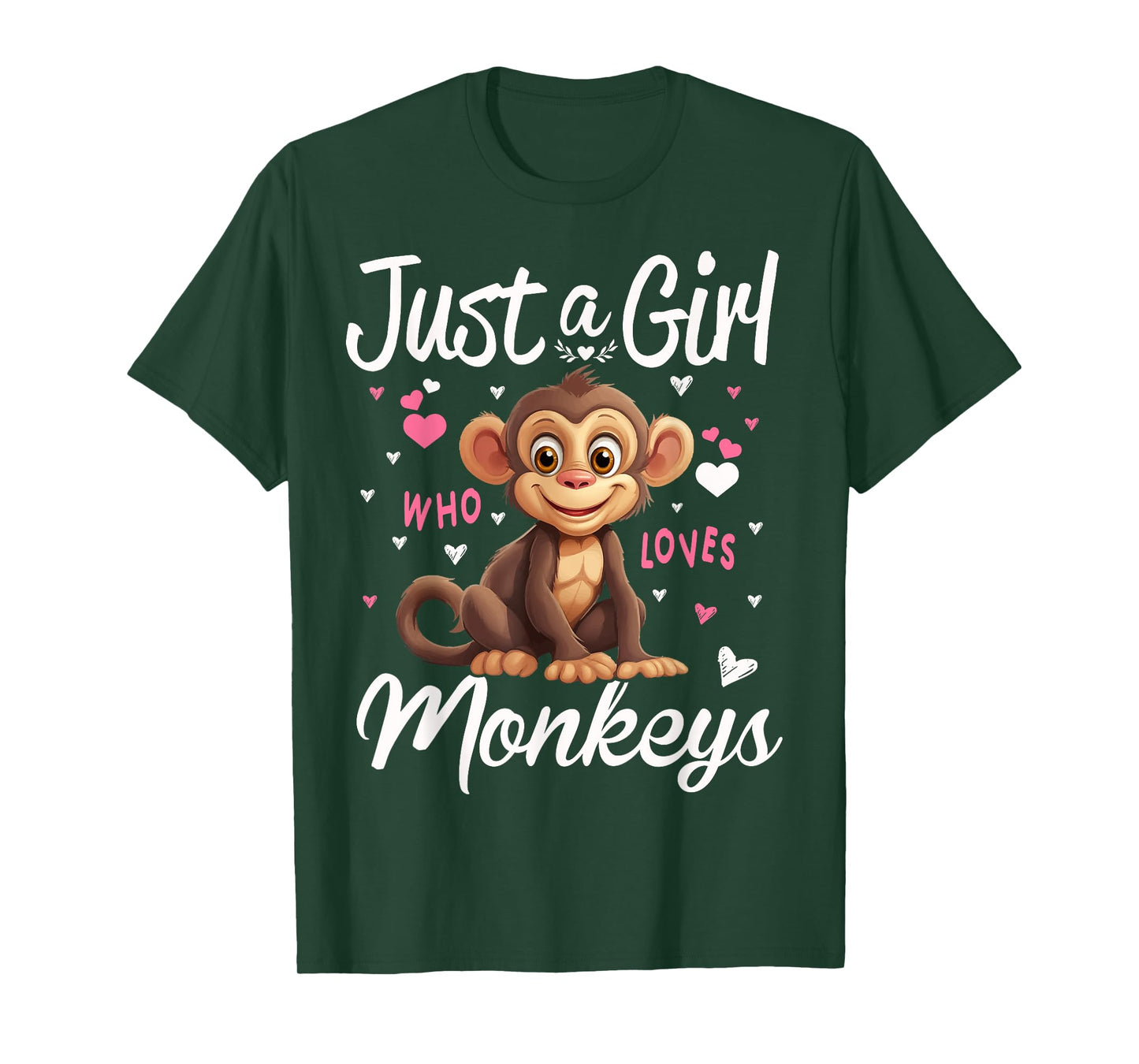 Monkey Girls Women Funny Just A Girl Who Loves Monkeys T-Shirt