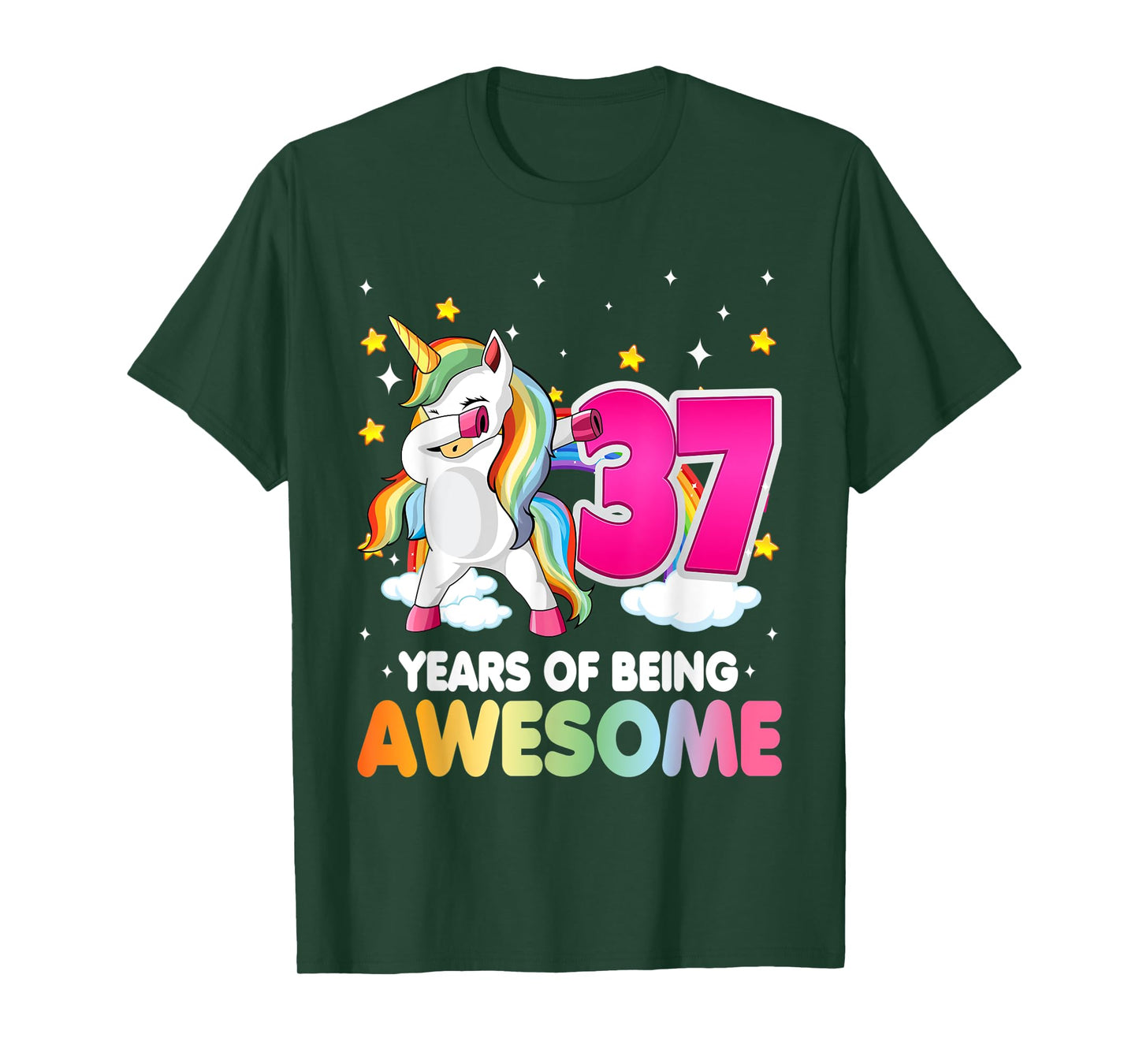 37th Birthday Dabbing Unicorn Party Gift | 37 Years Old T-Shirt